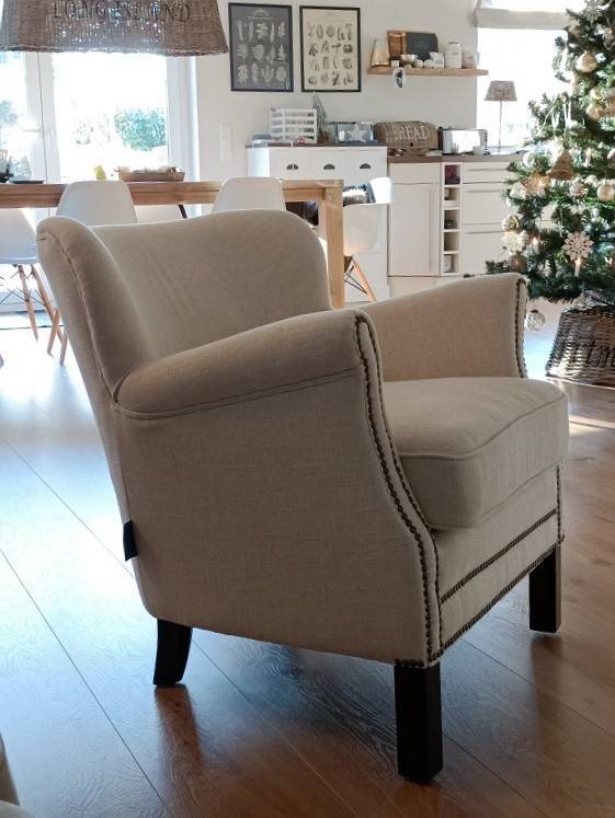 Stoffsessel Sessel Kensington aus Leinen naturfarben