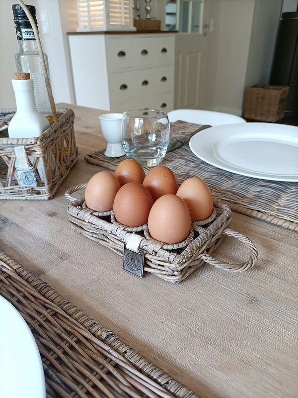 Aufbewahrungskorb für 6 Eier Eierkorb aus Rattan