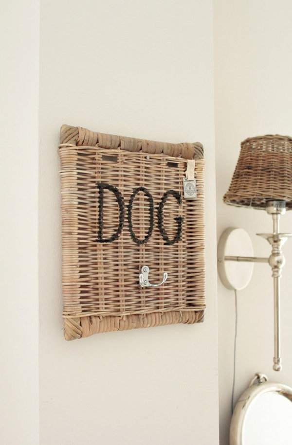 Rustic Rattan Garderobe Dog für Hundeleinen
